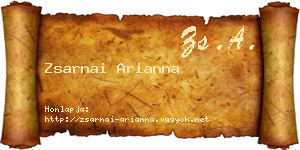 Zsarnai Arianna névjegykártya